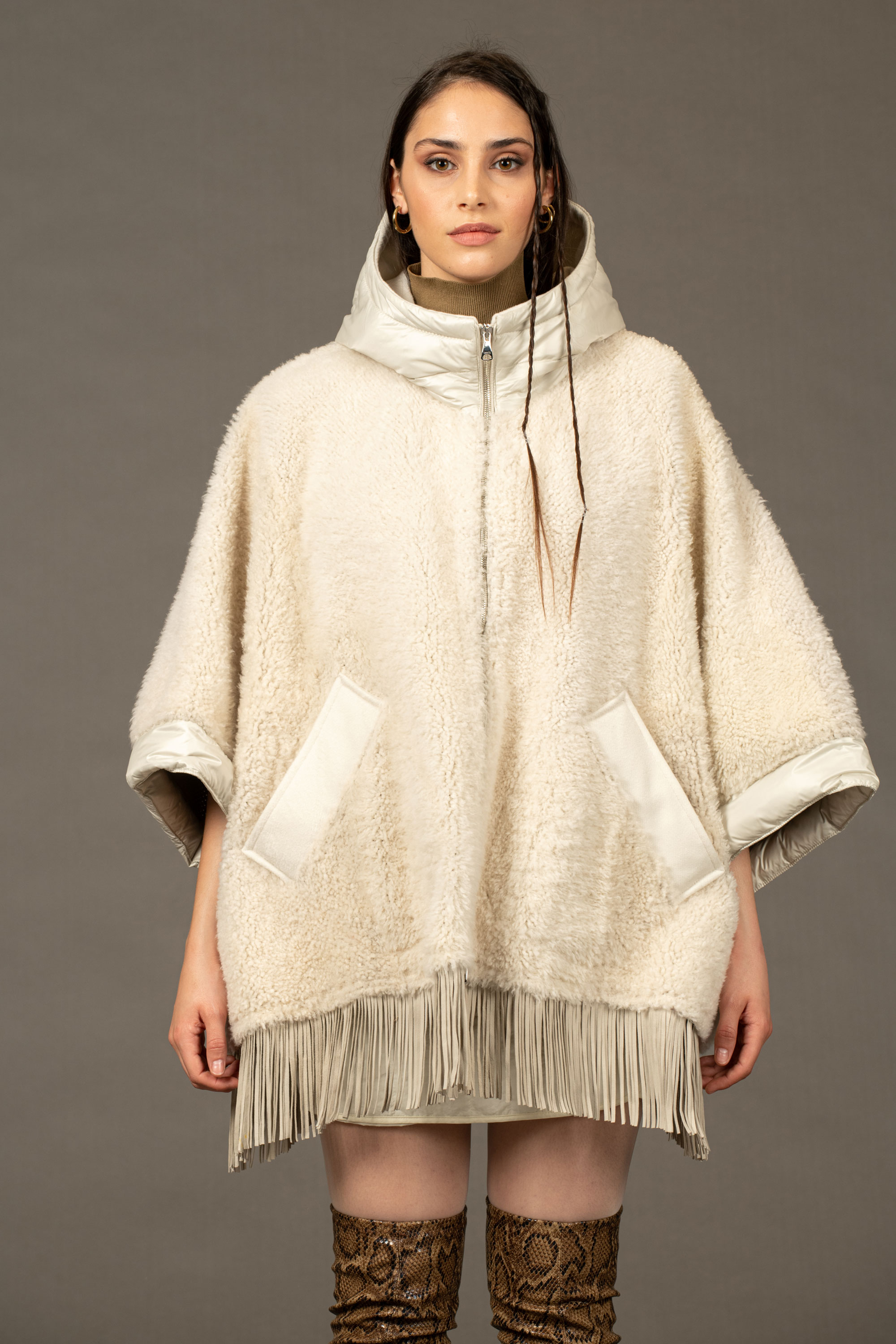 Shearling cape hotsell